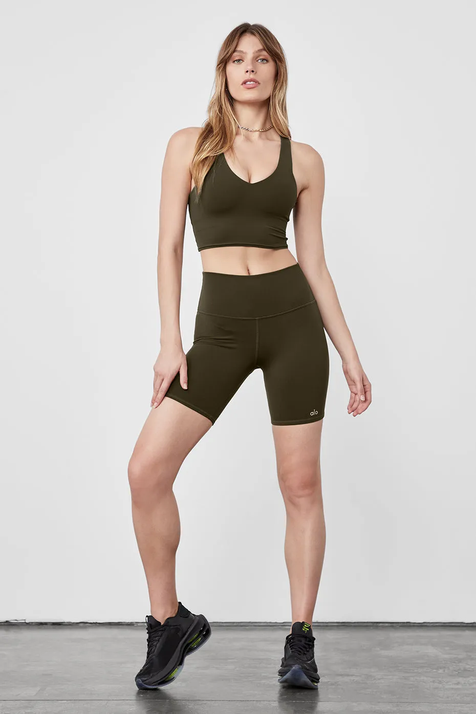 7" High-Waist Biker Short - Dark Olive