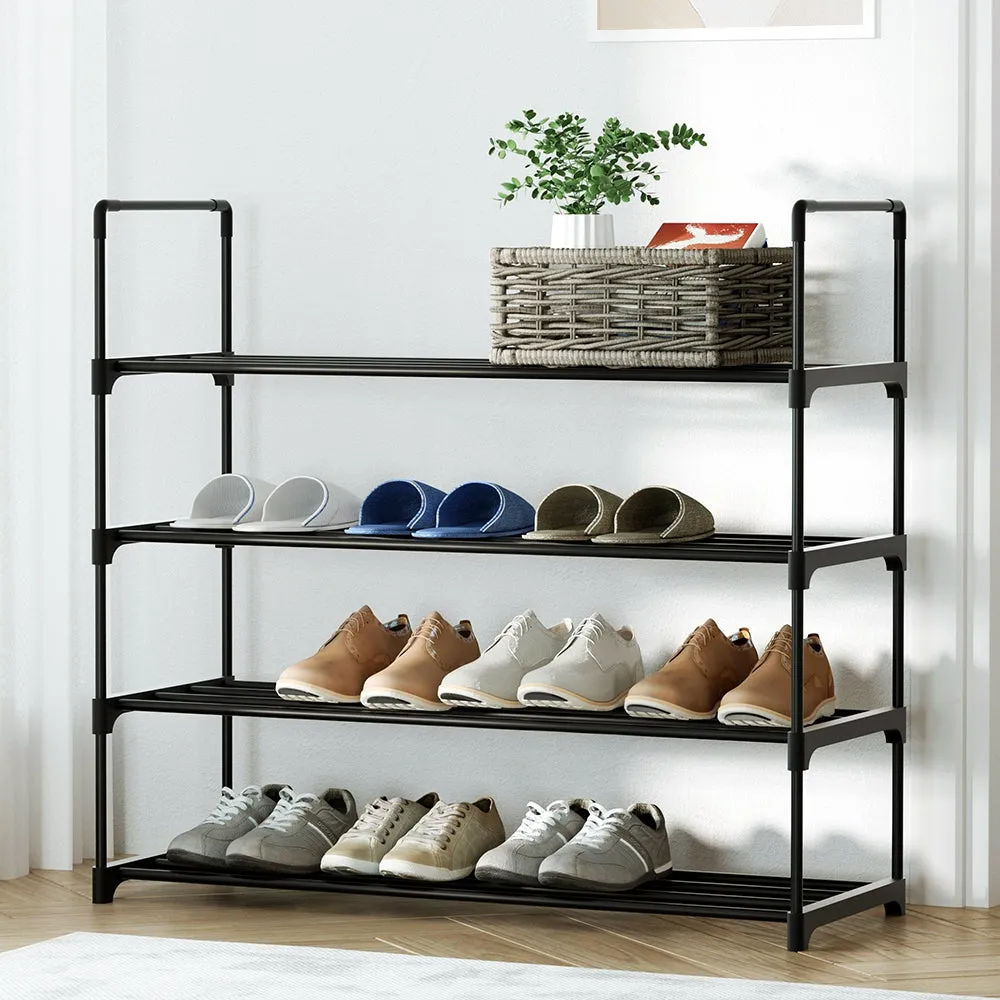 Artiss Shoe Rack Stackable 4 Tiers 80cm Shoes Shelves Storage Stand Black