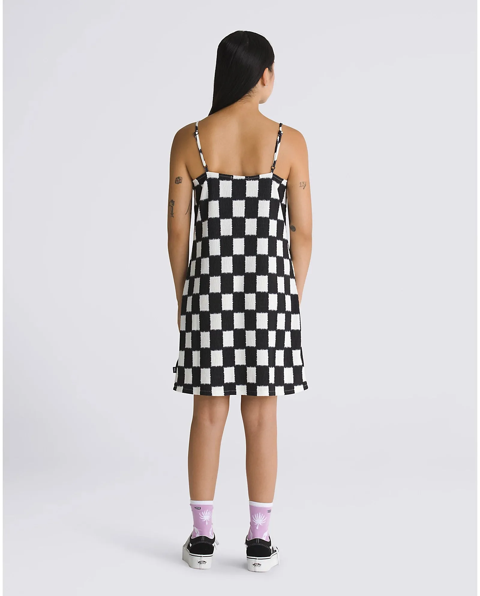 Benton Checker Cami Dress in Black & Marshmallow