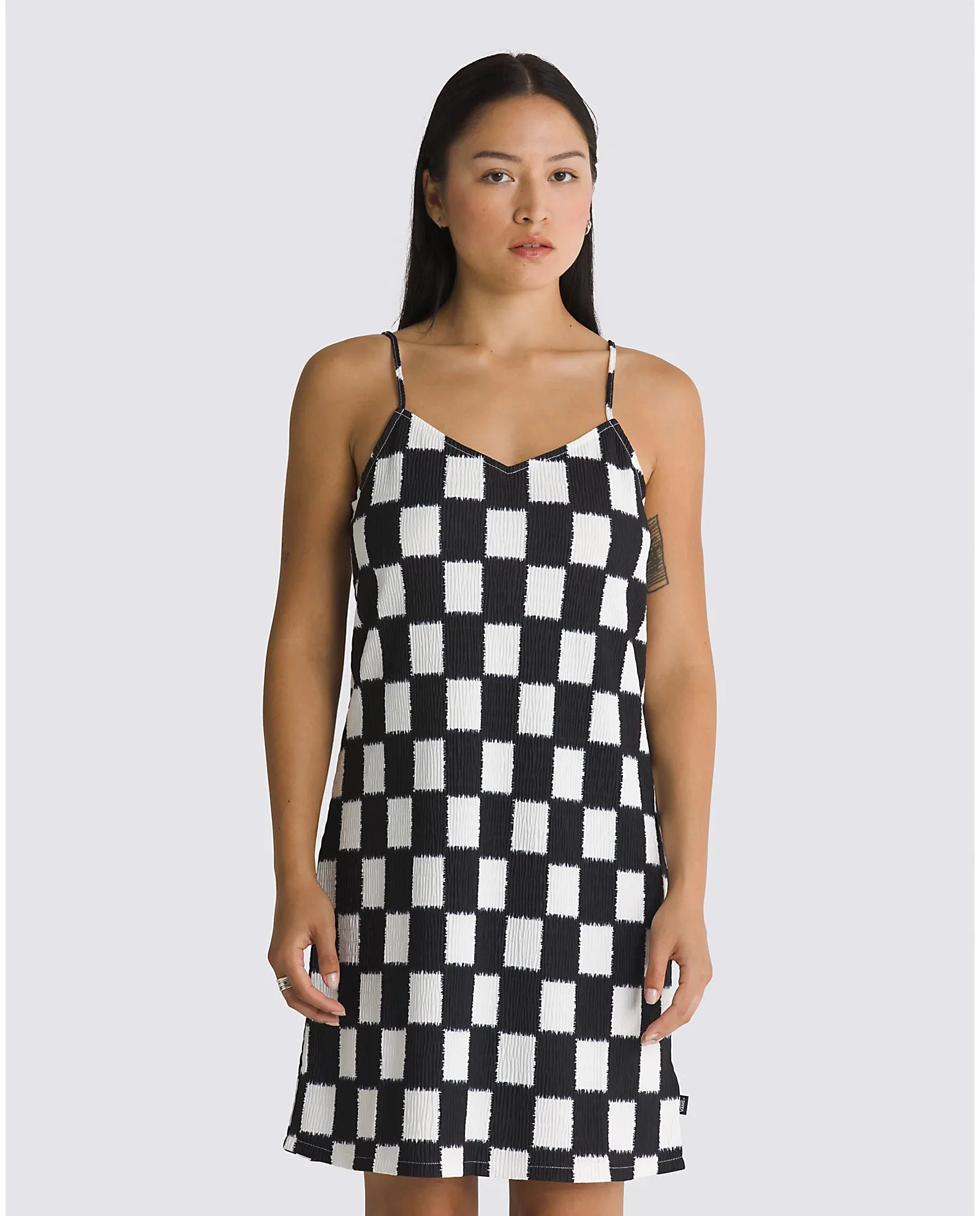 Benton Checker Cami Dress in Black & Marshmallow