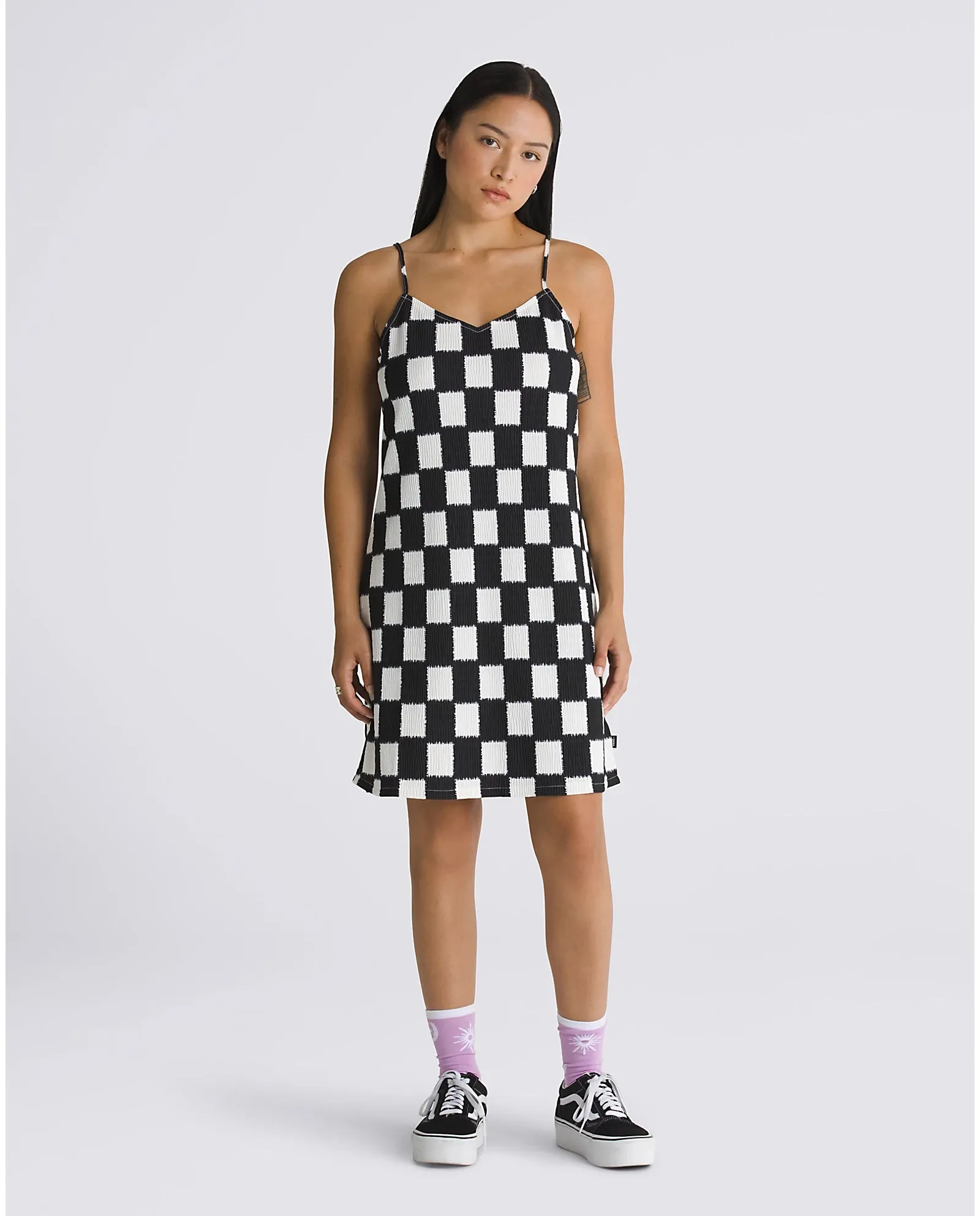 Benton Checker Cami Dress in Black & Marshmallow