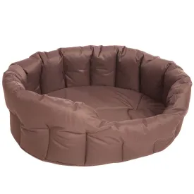 Brown Country Heavy Duty Waterproof Oval Drop Front Dog Beds by P&L