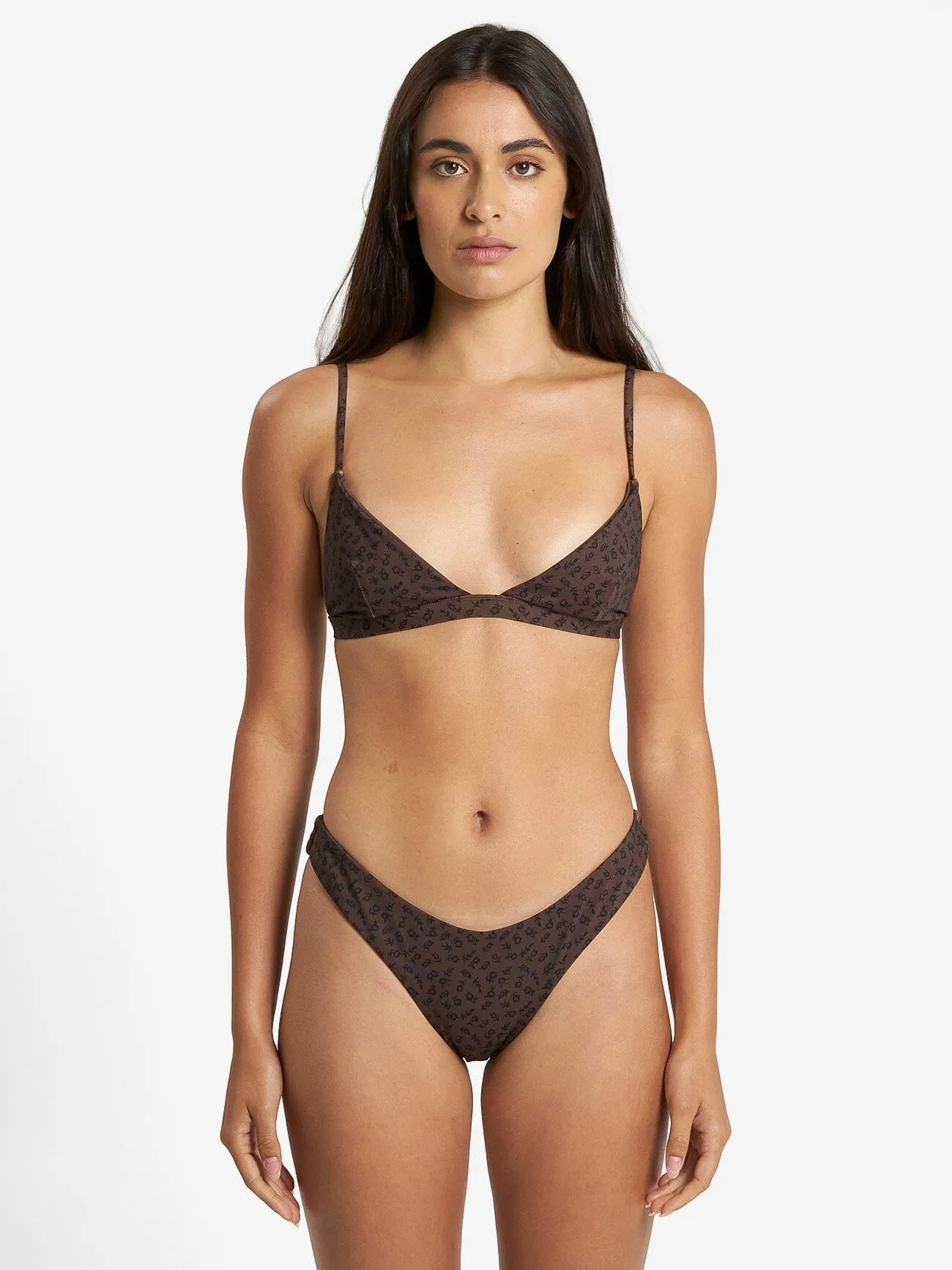 Cassia Fixed Triangle Bikini Top - Black