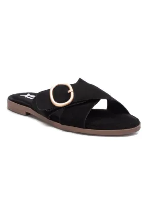 Crossover Slide-On Sandals - Black