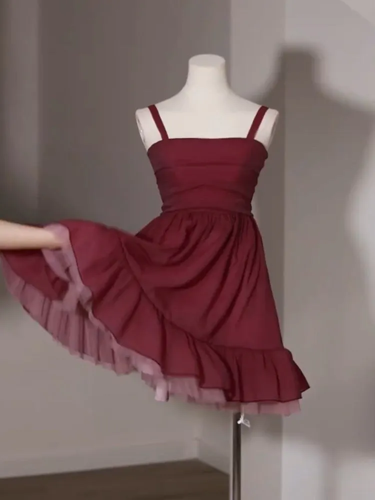 Cute Short Burgundy 8th Grade Dance Dress