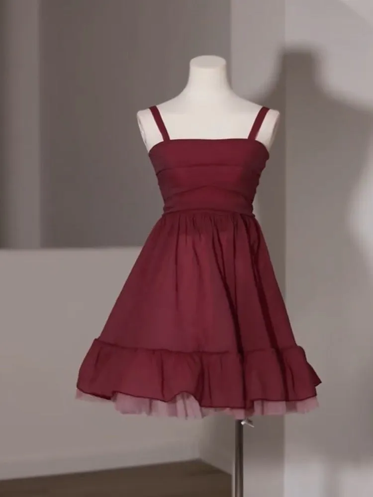 Cute Short Burgundy 8th Grade Dance Dress