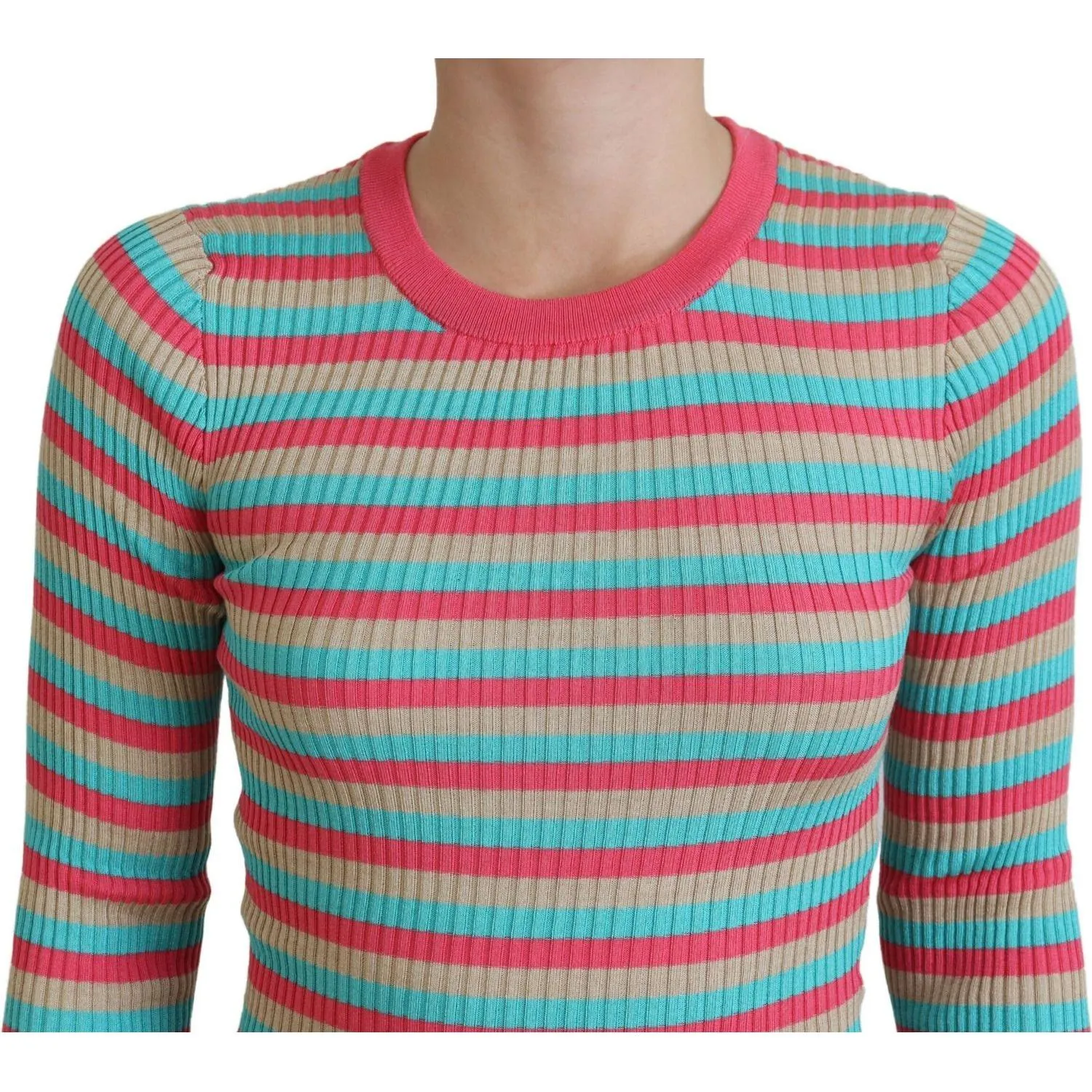 Dolce & Gabbana Elegant Striped Silk Crewneck Pullover