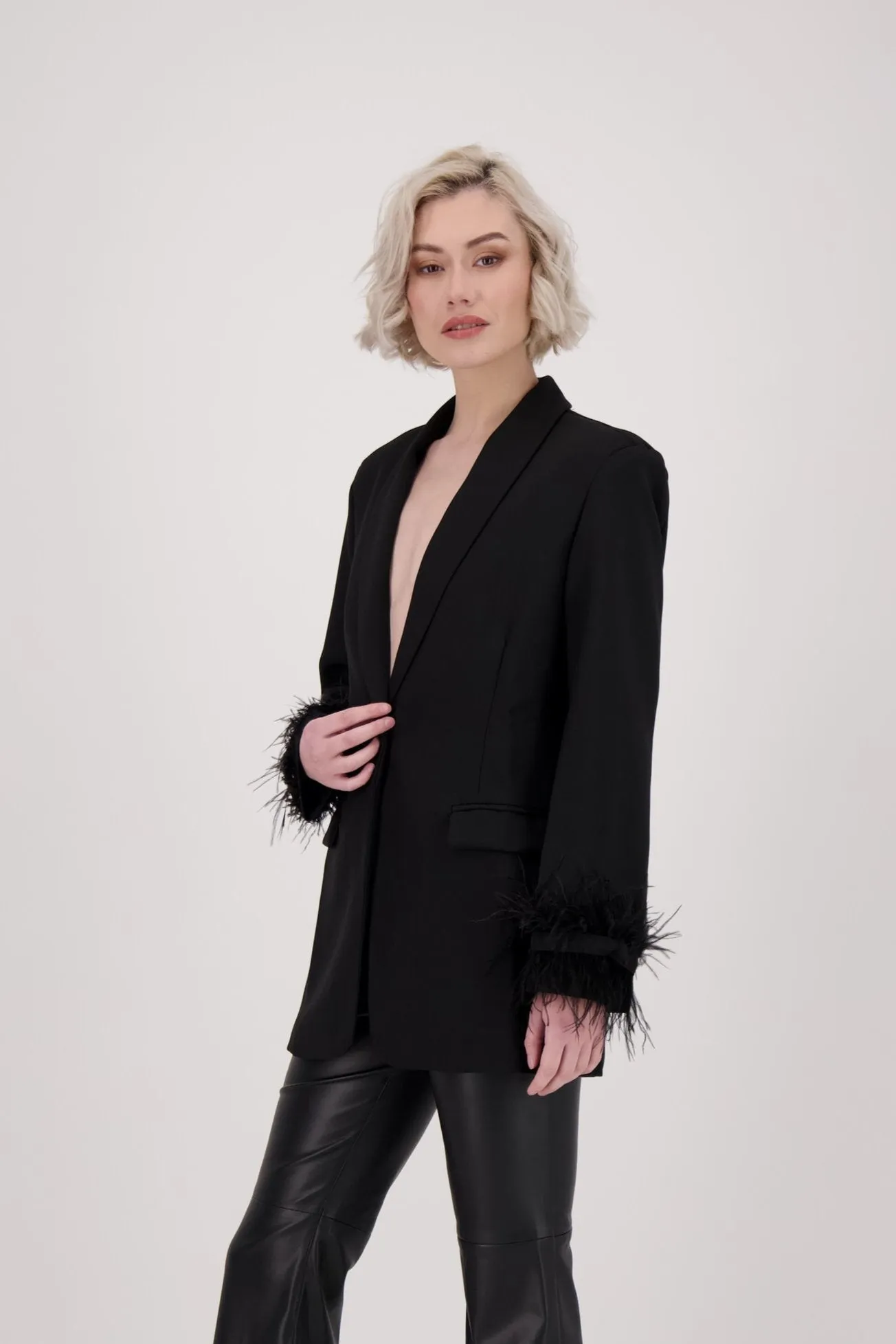 Feather Cuff Blazer