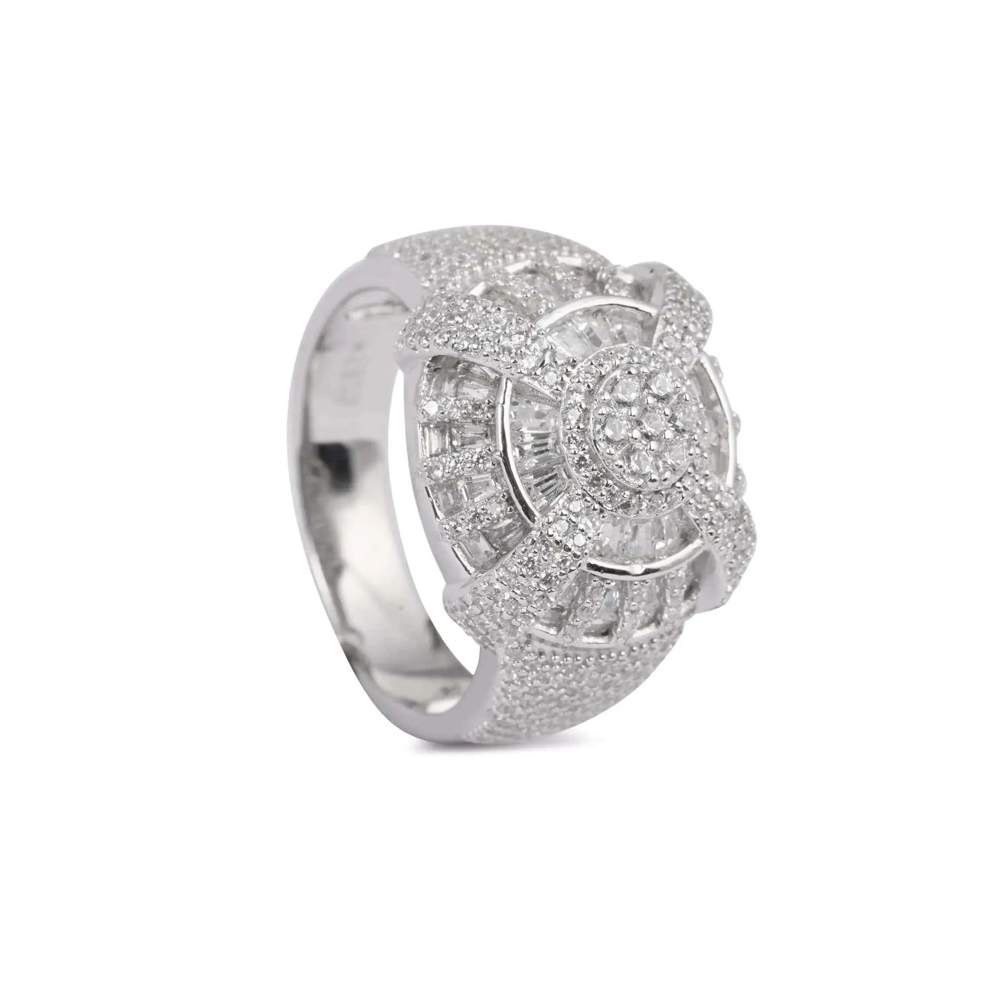 Frosty CZ Chunky Silver Ring