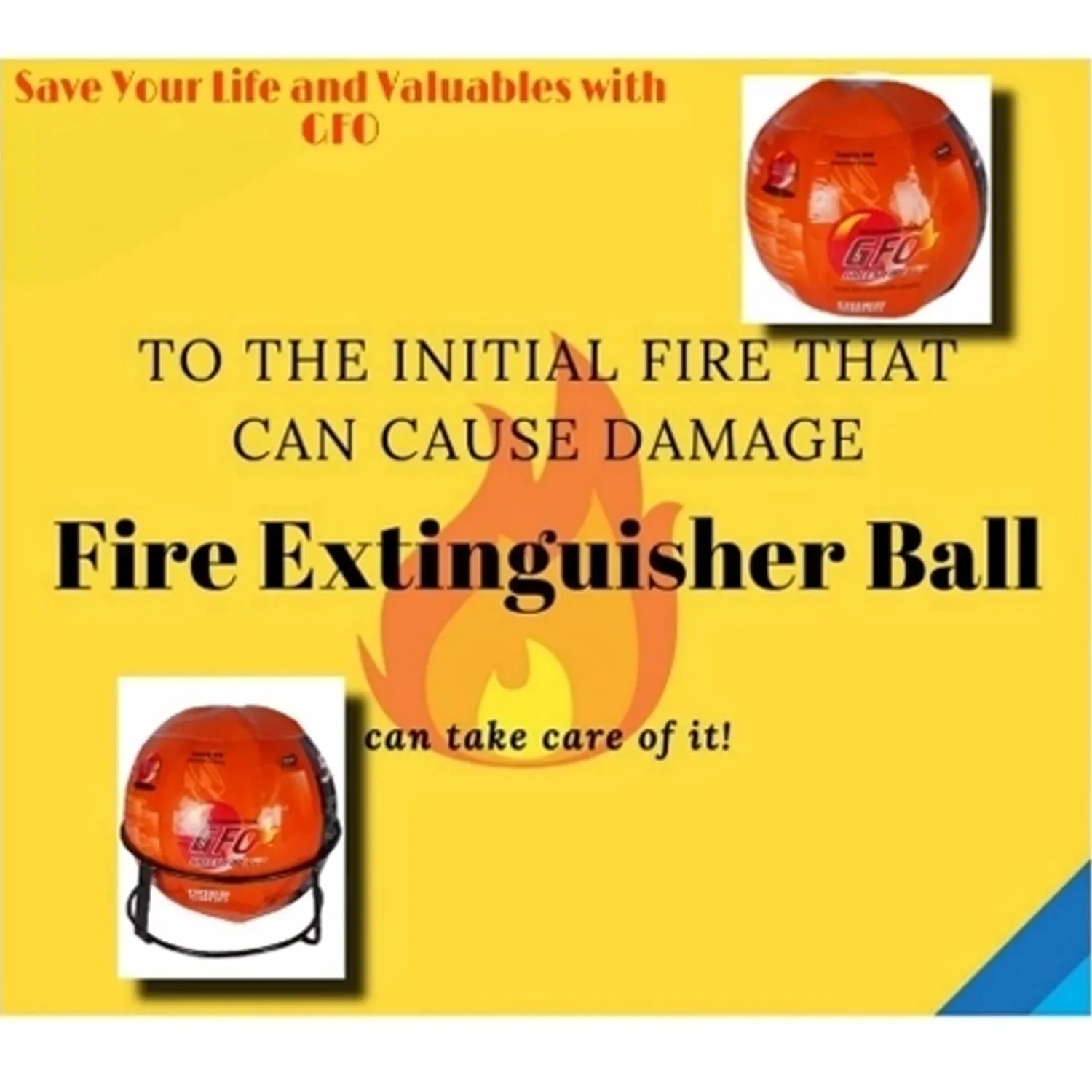 GFO (Green Fire Ball) Automatic Fire Safety Ball for Office School Warehouse Home | FIRE Extinguisher Ball.