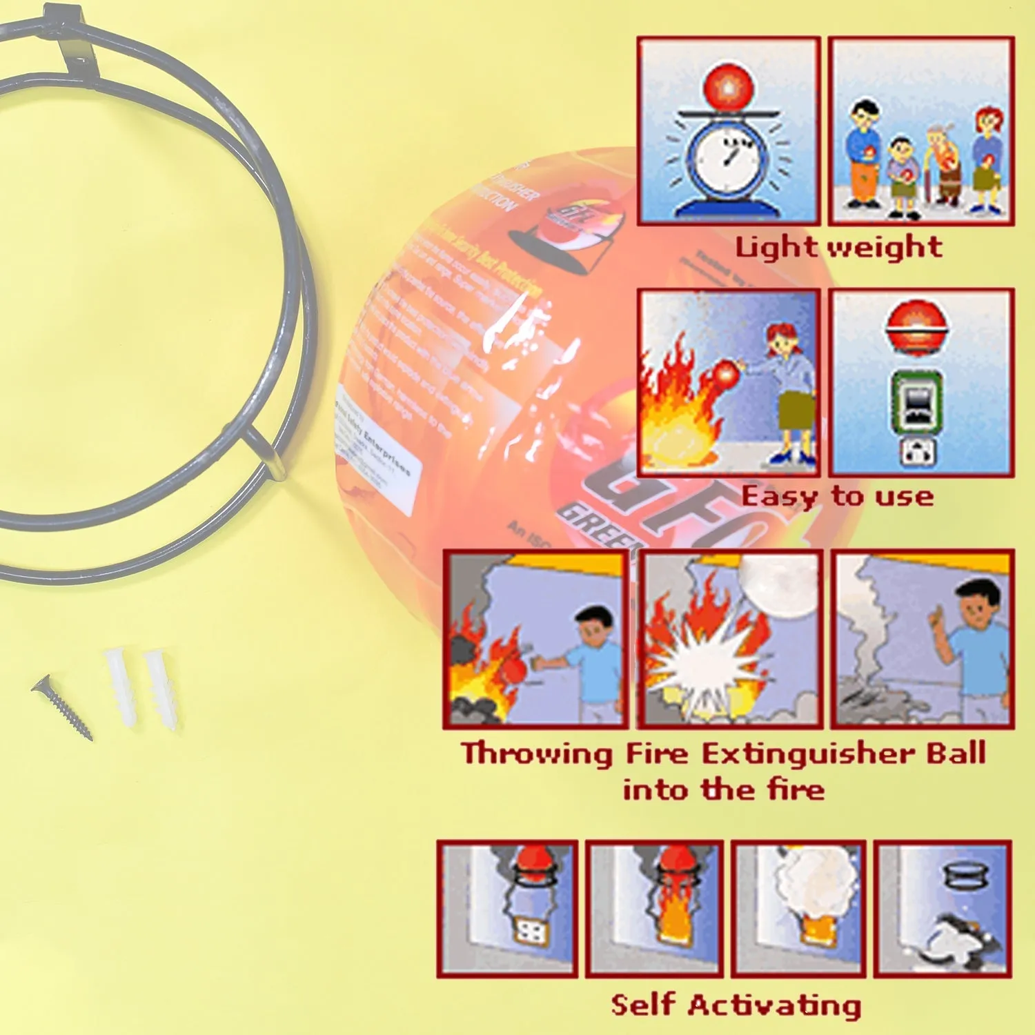 GFO (Green Fire Ball) Automatic Fire Safety Ball for Office School Warehouse Home | FIRE Extinguisher Ball.