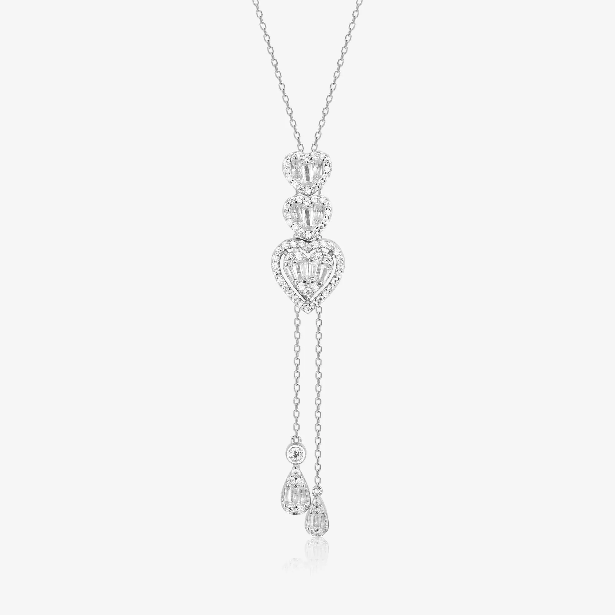 Graceful Heartstrings Silver Necklace Set