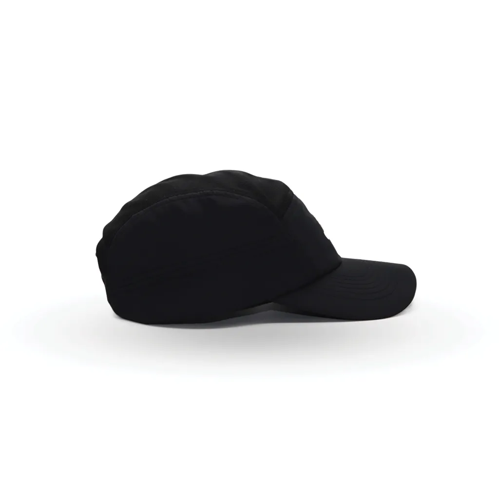 Helios Ultralight 7 Panel Firm Brim Running Cap - Black