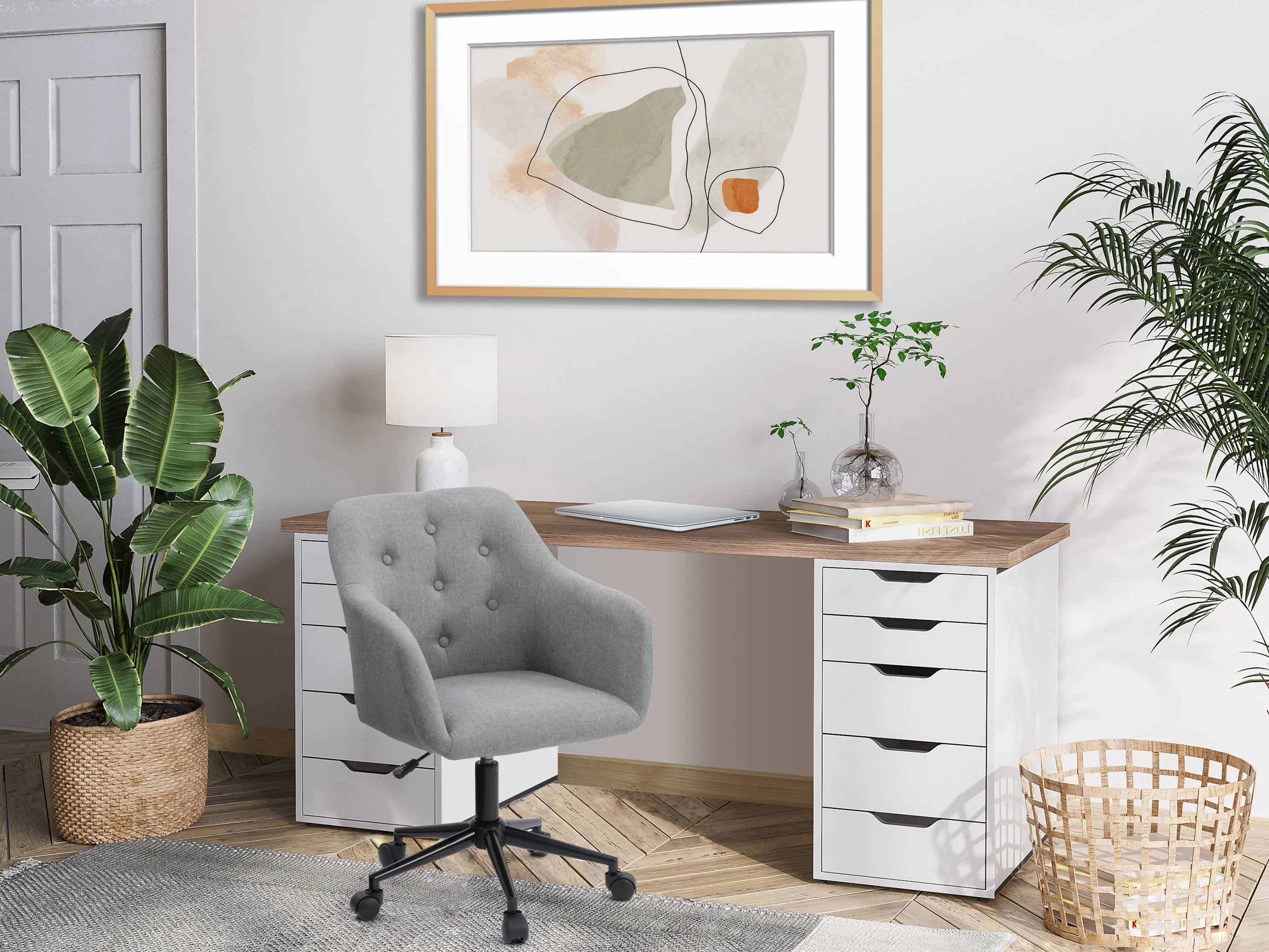 Light Grey Office Chair with Arms