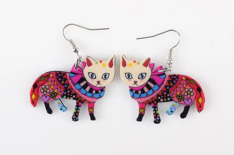 Long Dangle Cat Earrings