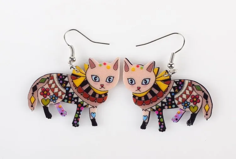 Long Dangle Cat Earrings