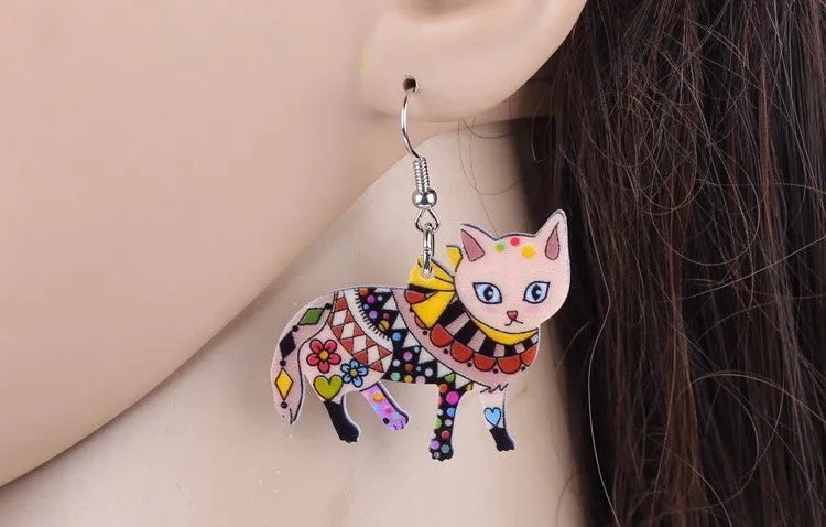 Long Dangle Cat Earrings