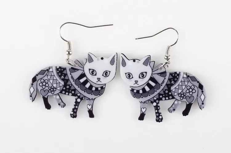 Long Dangle Cat Earrings