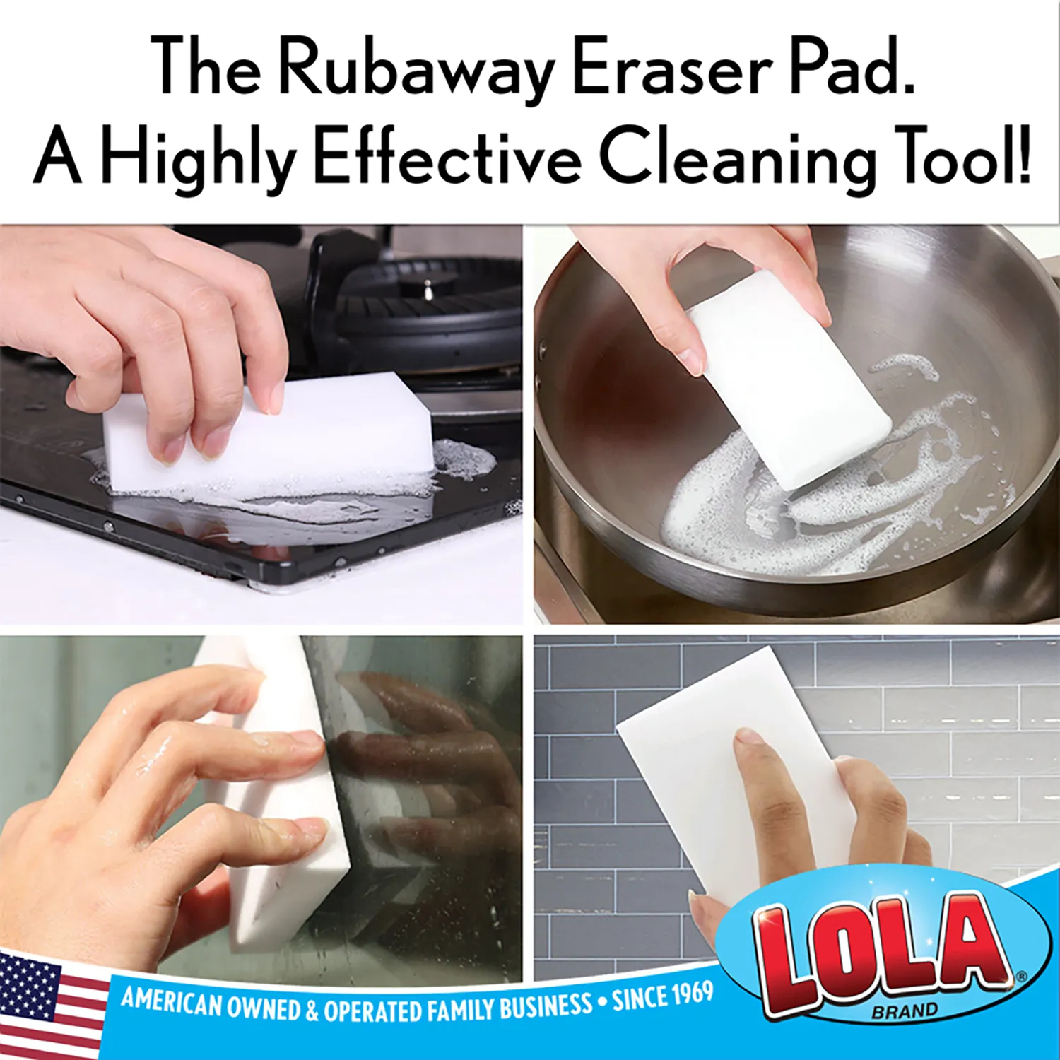 Mr. Clean Magic Eraser Comparable Rubaway Eraser Pads by Lola - 4 pack