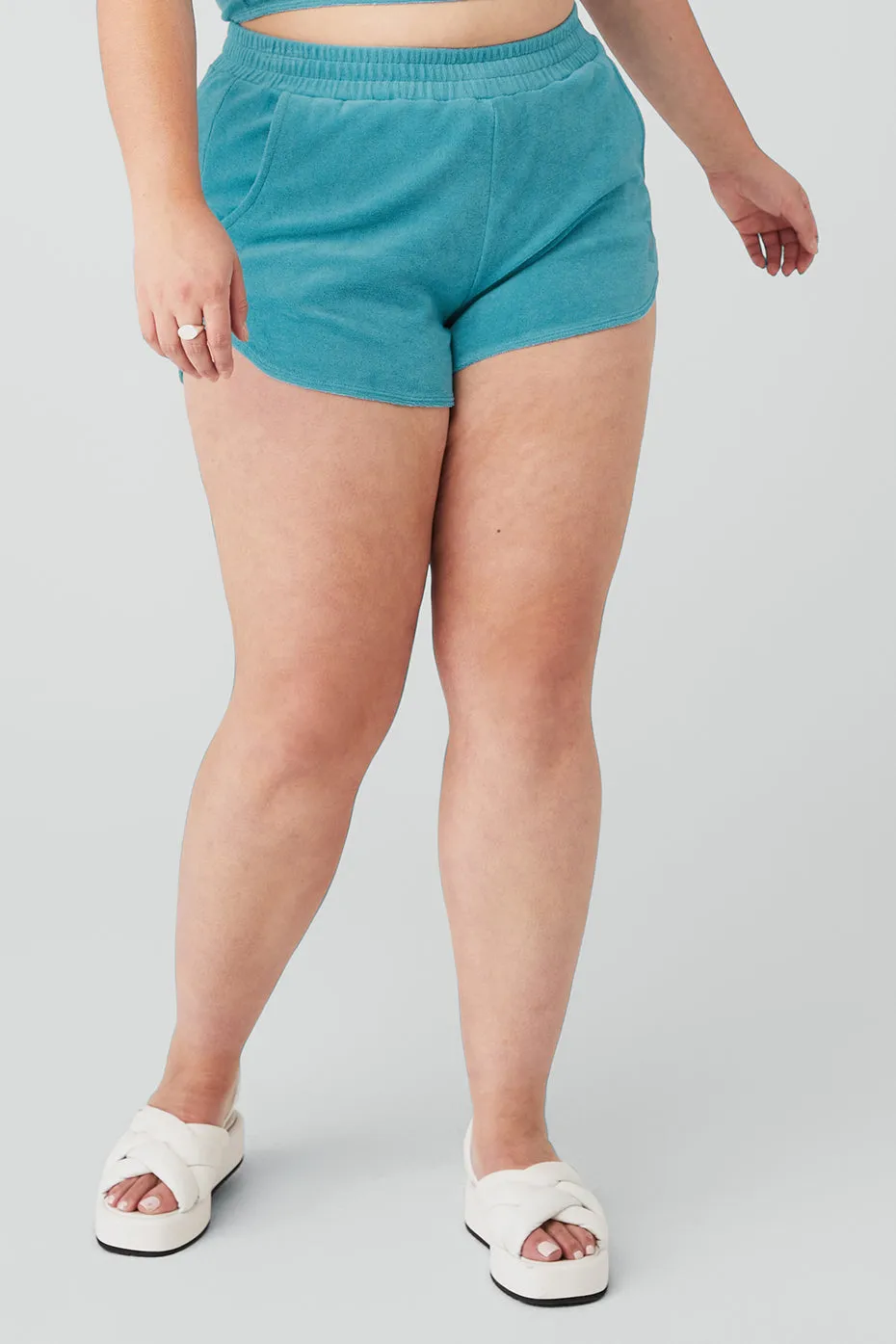 Terry High-Waist Beachside Short - Blue Splash