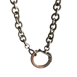 V I N T A G E // all linked up / chunky vintage sterling silver chain with a freshly added sterling silver clasp/connector/pendant holder / ~16.5" / 53g