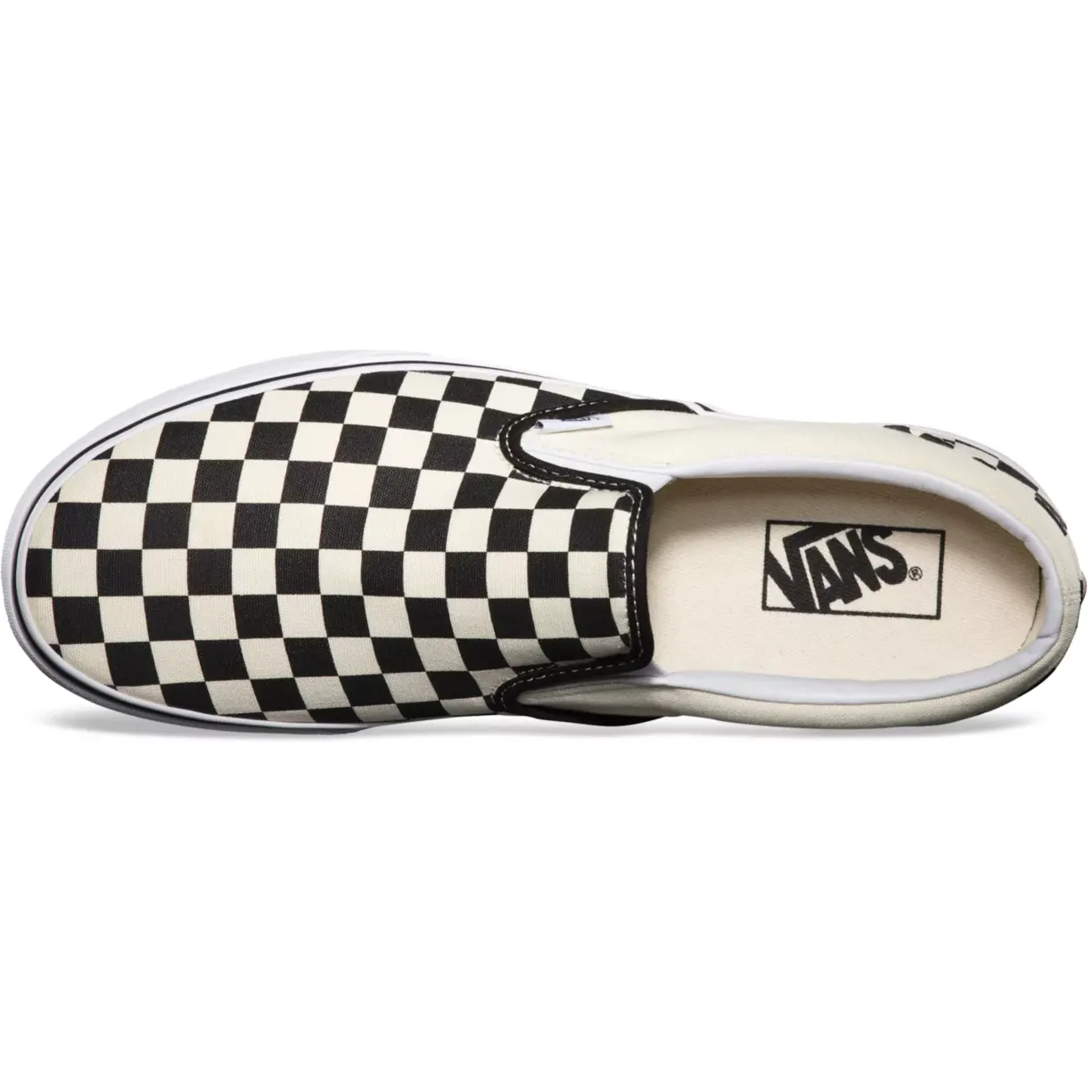 Vans Unisex Classic Slip On Checkerboard Shoes - Black / Beige / White