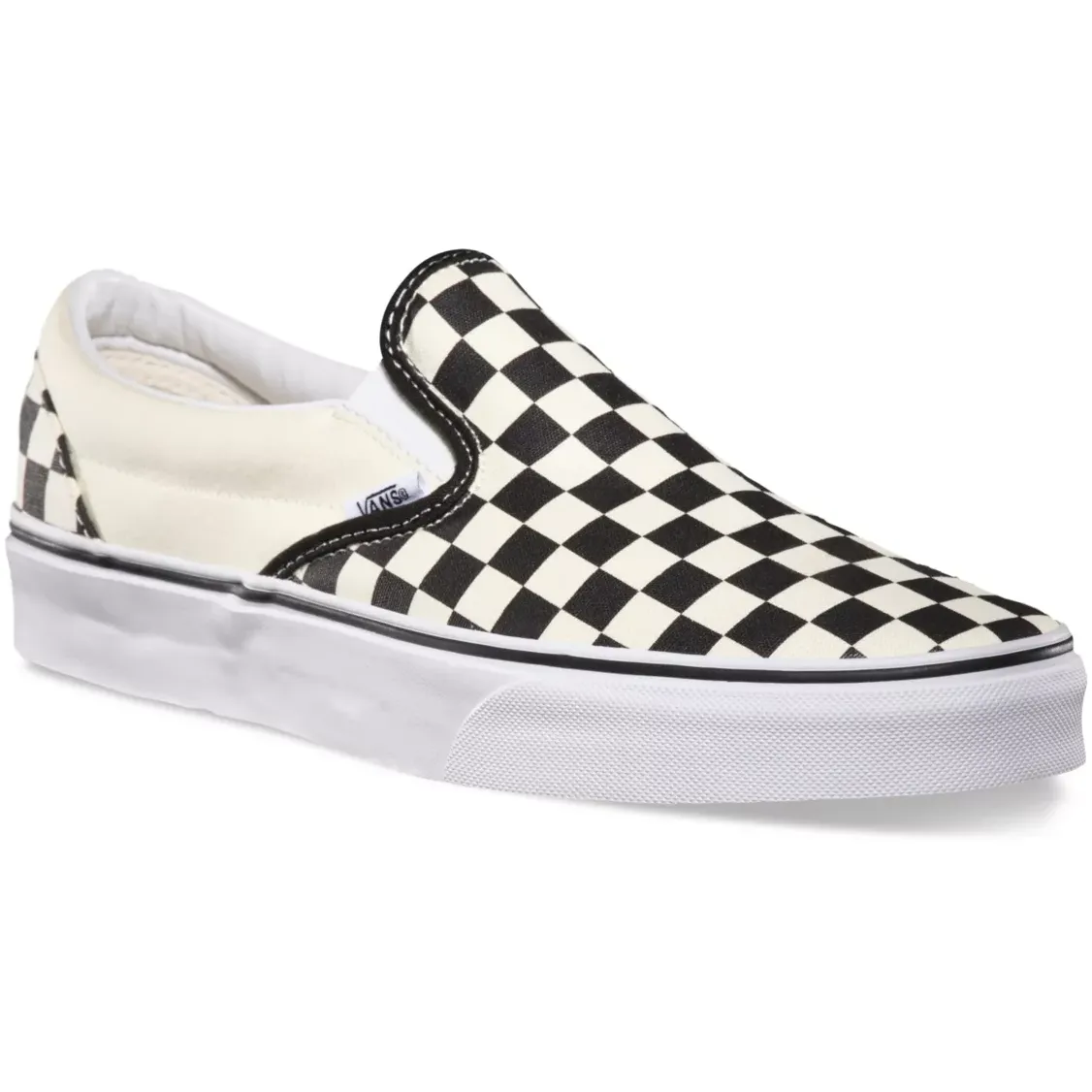 Vans Unisex Classic Slip On Checkerboard Shoes - Black / Beige / White