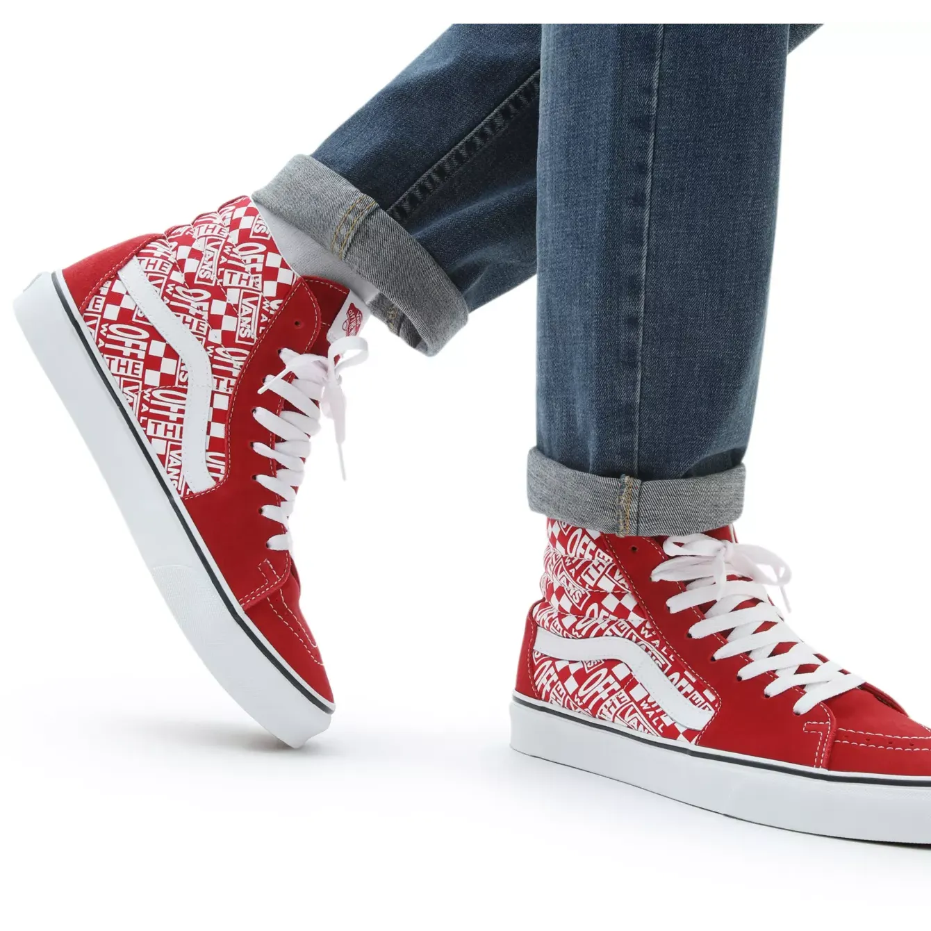 Vans Unisex Sk8 Hi "Off the Wall" Shoes - Red / White